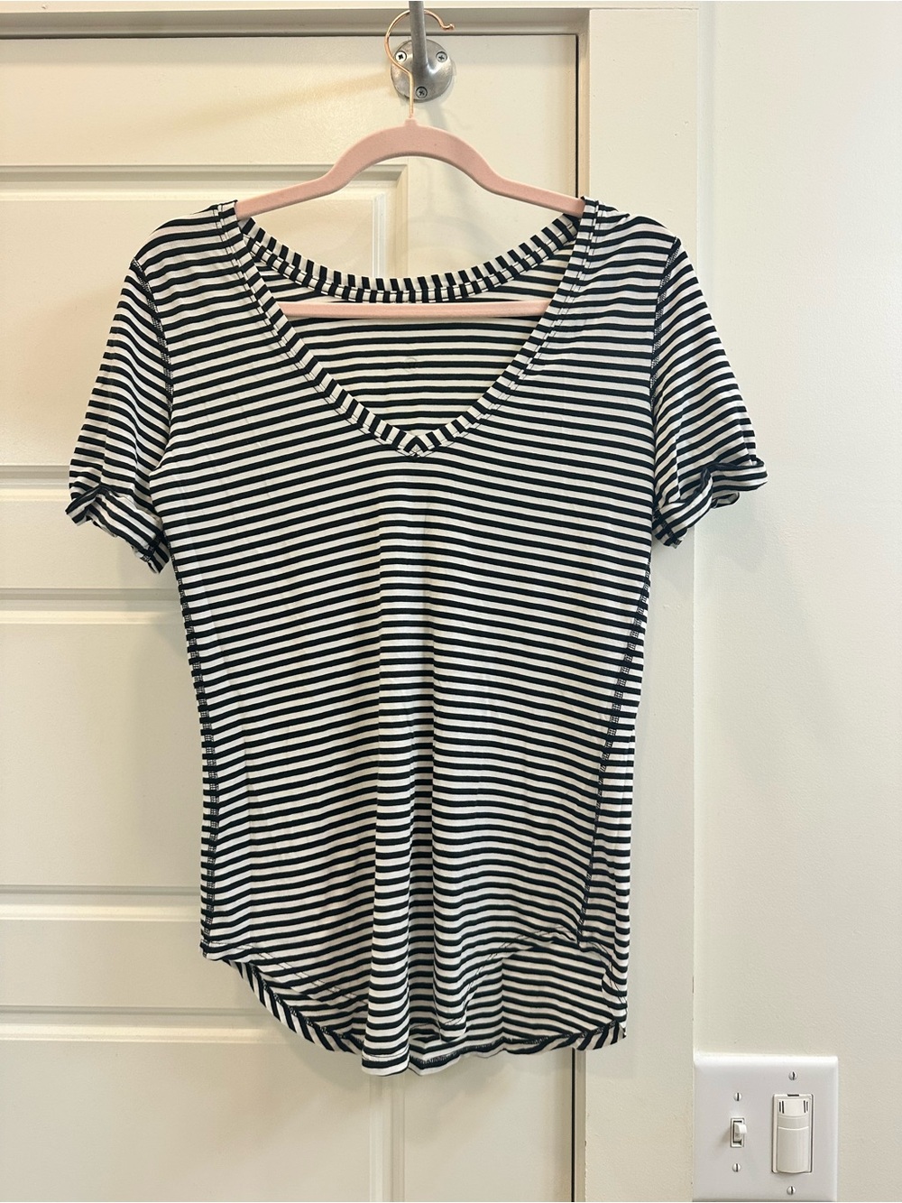 Lululemon Athletic Black & White Striped Tee